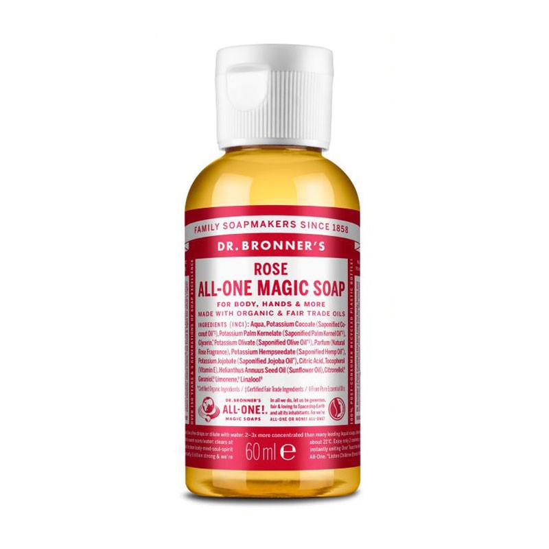 Jabón liquido rosas formato viaje Dr. Bronner's