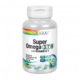 Super omega 3,7 y 9 con vitamina D-3 120 perlas Solaray