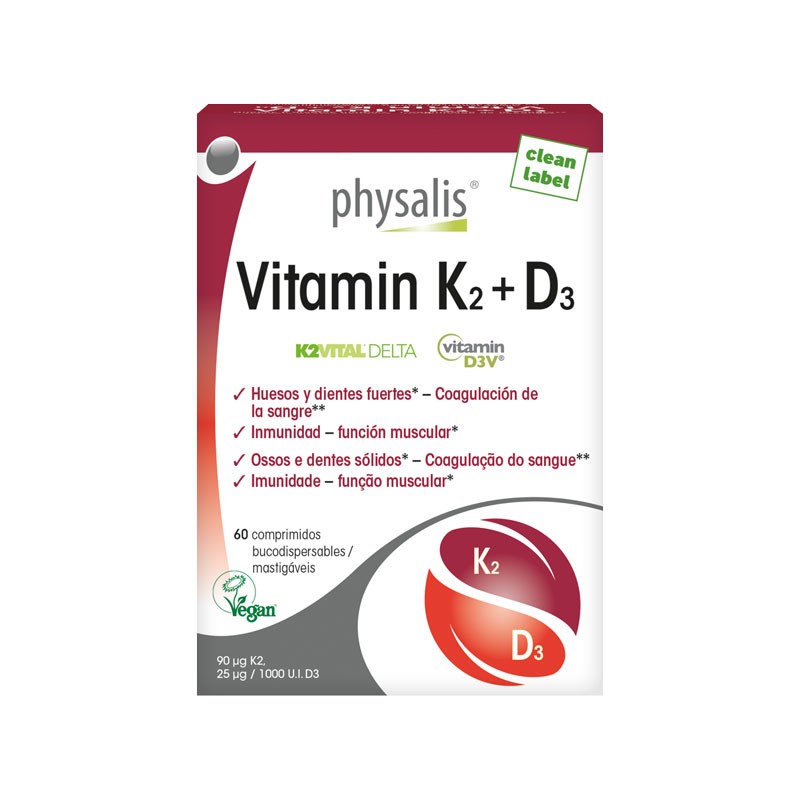 Vitamin K2 + D3 60 comprimidos Physalis