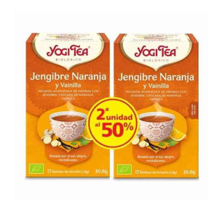 Yogi Tea Jengibre y Naranja 2ª unidad al 50% Bio 17 filtros Yogi Tea Jengibre y Naranja 2ª unidad al 50% Bio 17 filtros