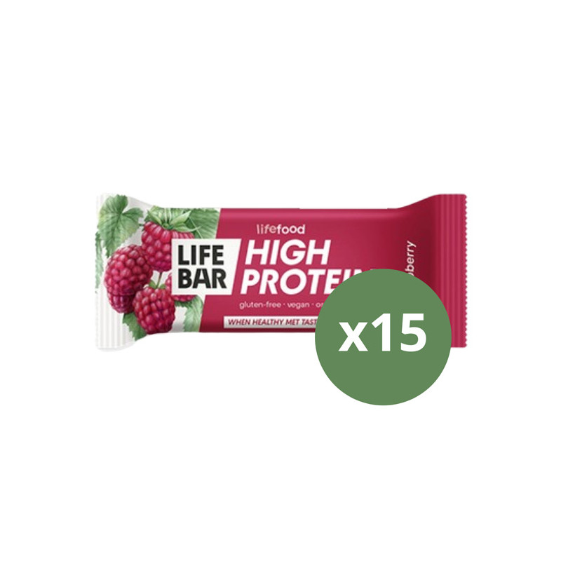 Barrita de proteína sabor frambuesa Bio 40g x 15unds Lifebar