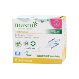 Tampones de algodon regular sin aplicador bio 18ud Masmi