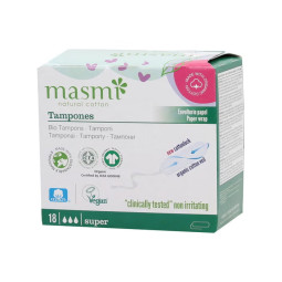 Tampones de algodon super sin aplicador bio 18ud Masmi