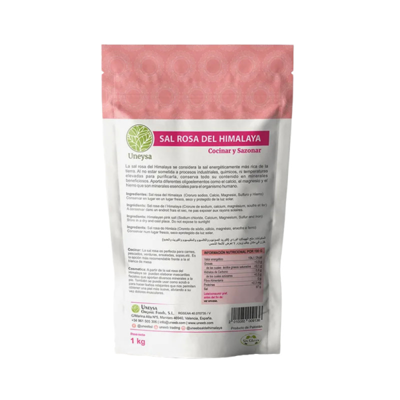Sal rosa del Himalaya fina 500g Uneysa