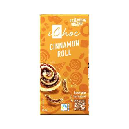 Chocolate vegano con canela y trozos de barquillo Bio 80g Ichoc