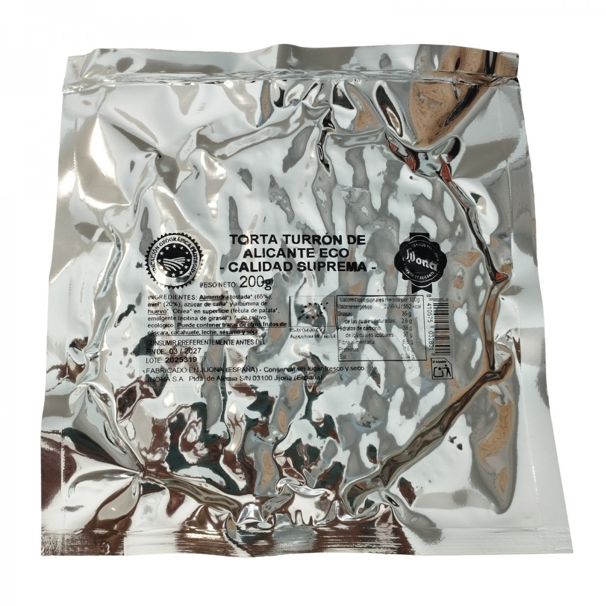 Torta de Turron de Alicante Bio 200g El Abuelo
