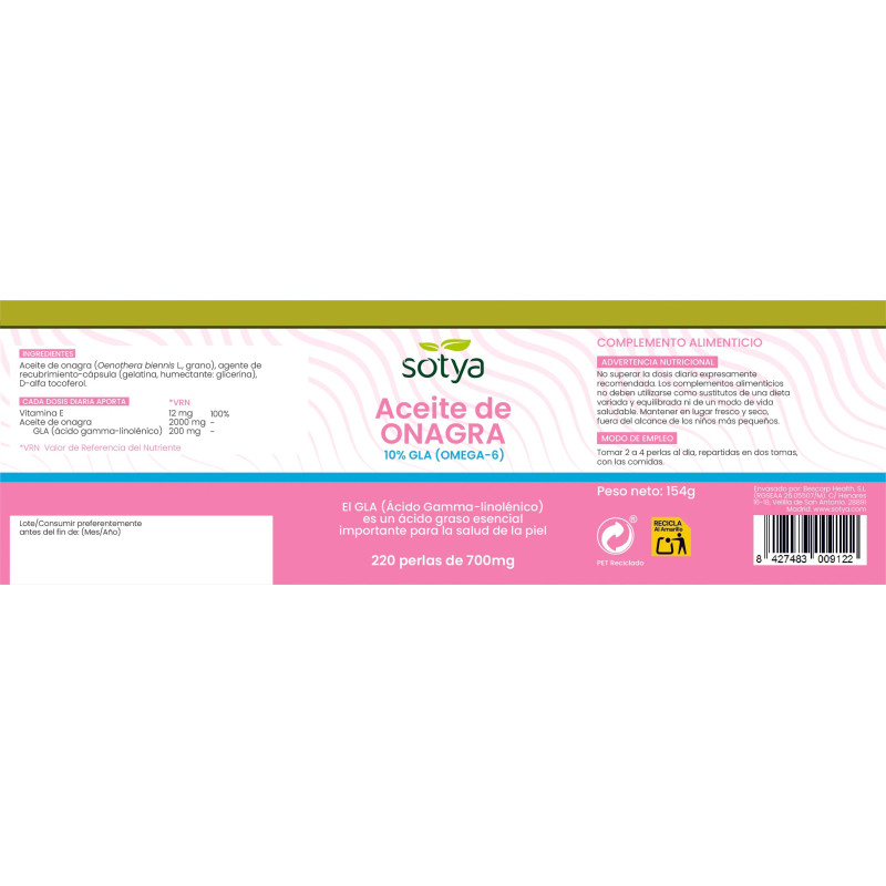 Onagra 700mg 220 perlas Sotya