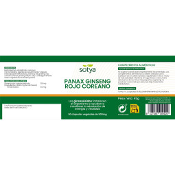 Panax Ginseng rojo coreano 500mg 90 capsulas Sotya