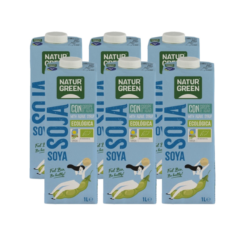 Bebida de soja con sirope de agave bio 6x1L Naturgreen