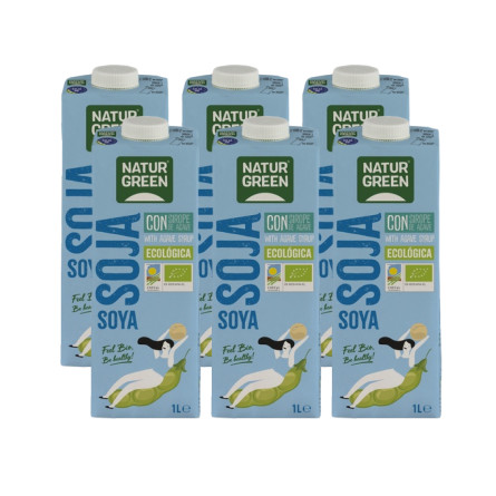 Bebida de soja con sirope de agave bio 6x1L Naturgreen