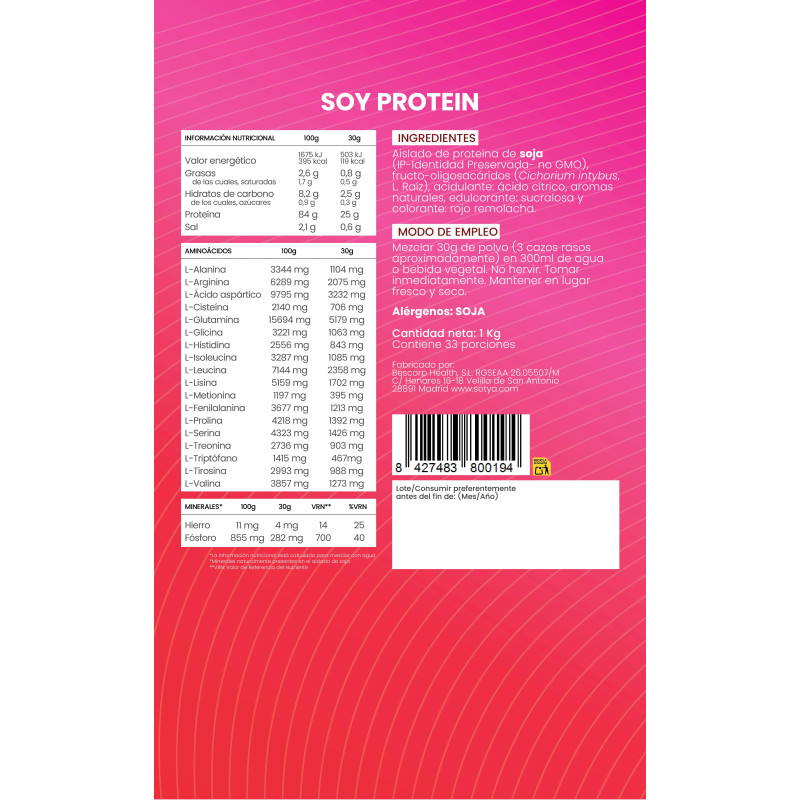 Proteina de soja isolada Fresa Doypack 1Kg Sotya