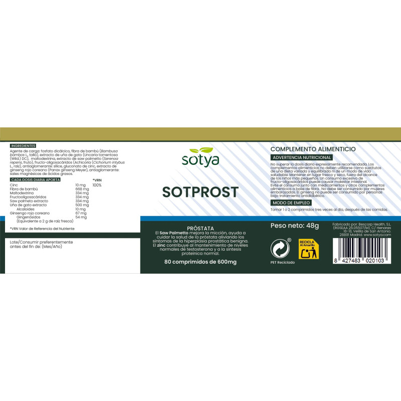 Sot prost 600 mg 80 comprimidos Sotya