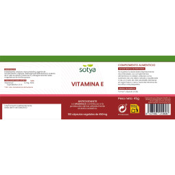 Vitamina E natural 500 mg 100 cápsulas Sotya