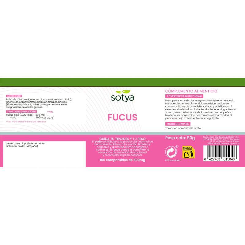 Fucus 500 mg 100 comprimidos Sotya