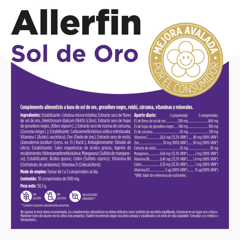 Sol de oro Allerfin 30 comprimidos Eladiet