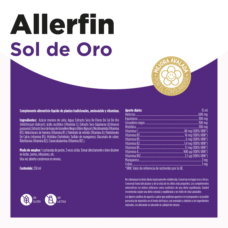 Jarabe Allerfin Sol de Oro plus 250 ml Eladiet