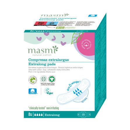 Compresa extralarga con alas algodon bio 8ud Masmi