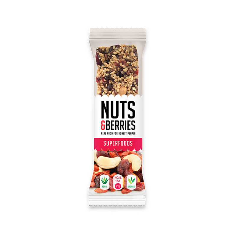 Barrita superfoods Bio 15x40g Nuts&Berries