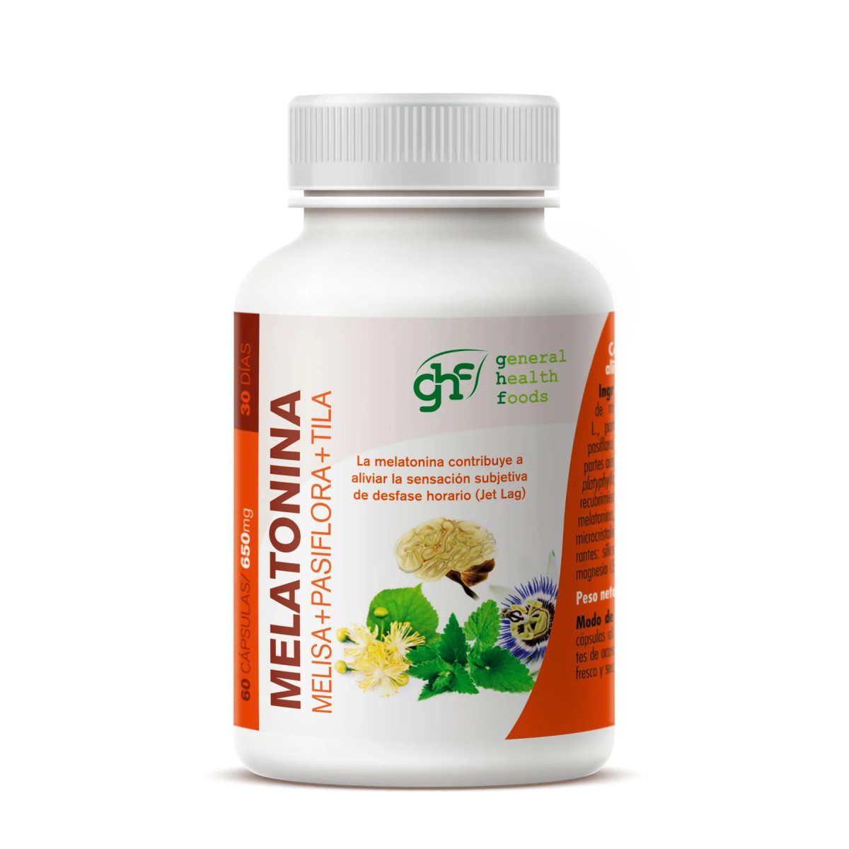 Melatonina Melisa+Pasiflora+Tila 650mg 60 caps GHF