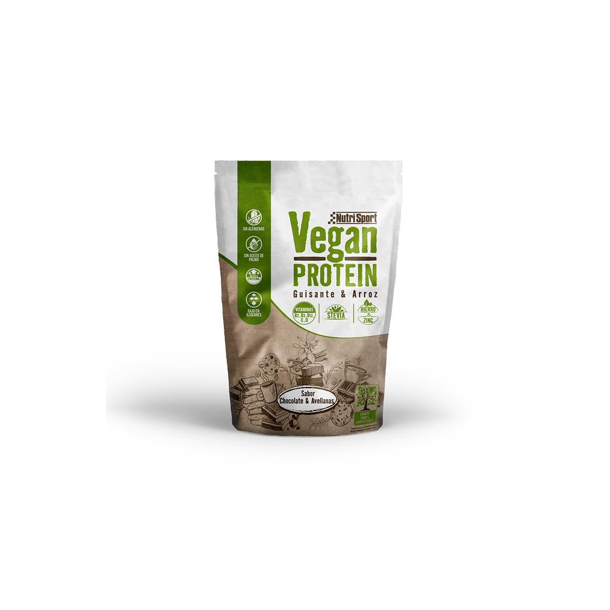 Proteina Vegana Chocolate y avellanas 468g NutriSport