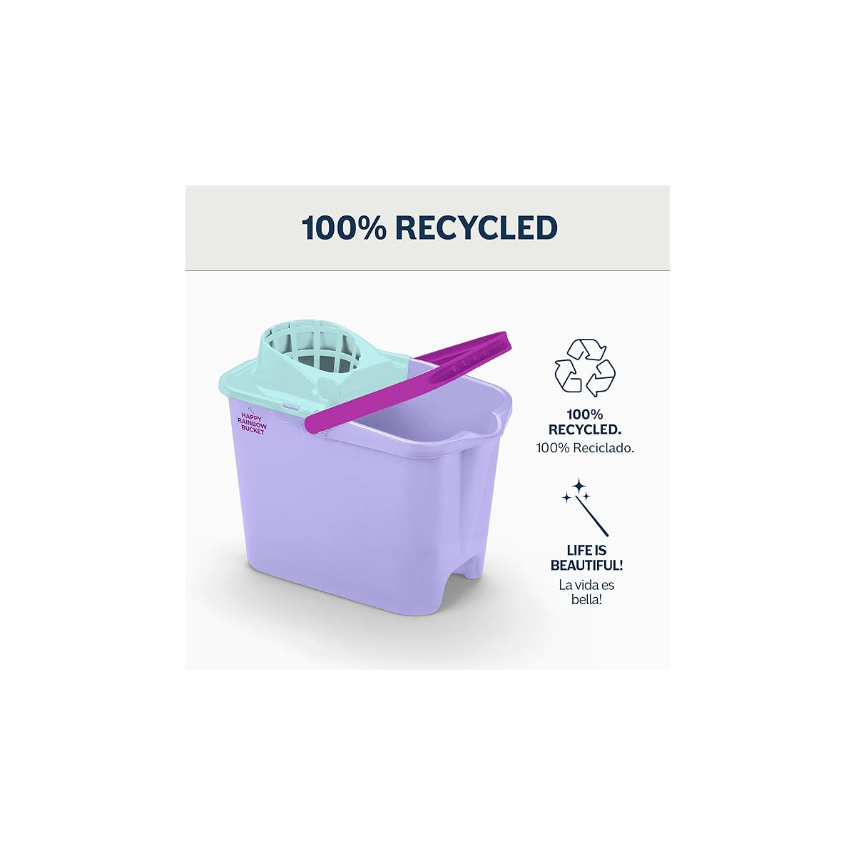 Cubo con escurridor 100% reciclado Sunset Happy Rainbow