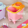 Cubo con escurridor con ruedas 100% reciclado Sunrise	 Happy Rainbow