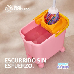 Cubo con escurridor con ruedas 100% reciclado Sunrise	 Happy Rainbow