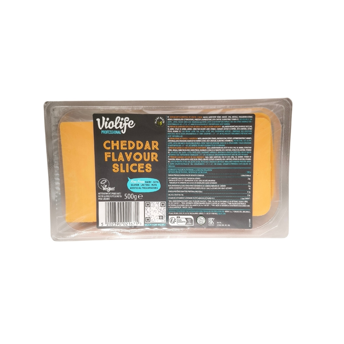 Lonchas veganas Cheddar 500g Violife