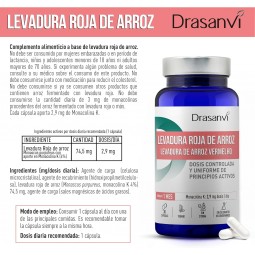 Levadura roja arroz 2.9mg monacolina bote 30 caps nutrabasicos Drasanvi