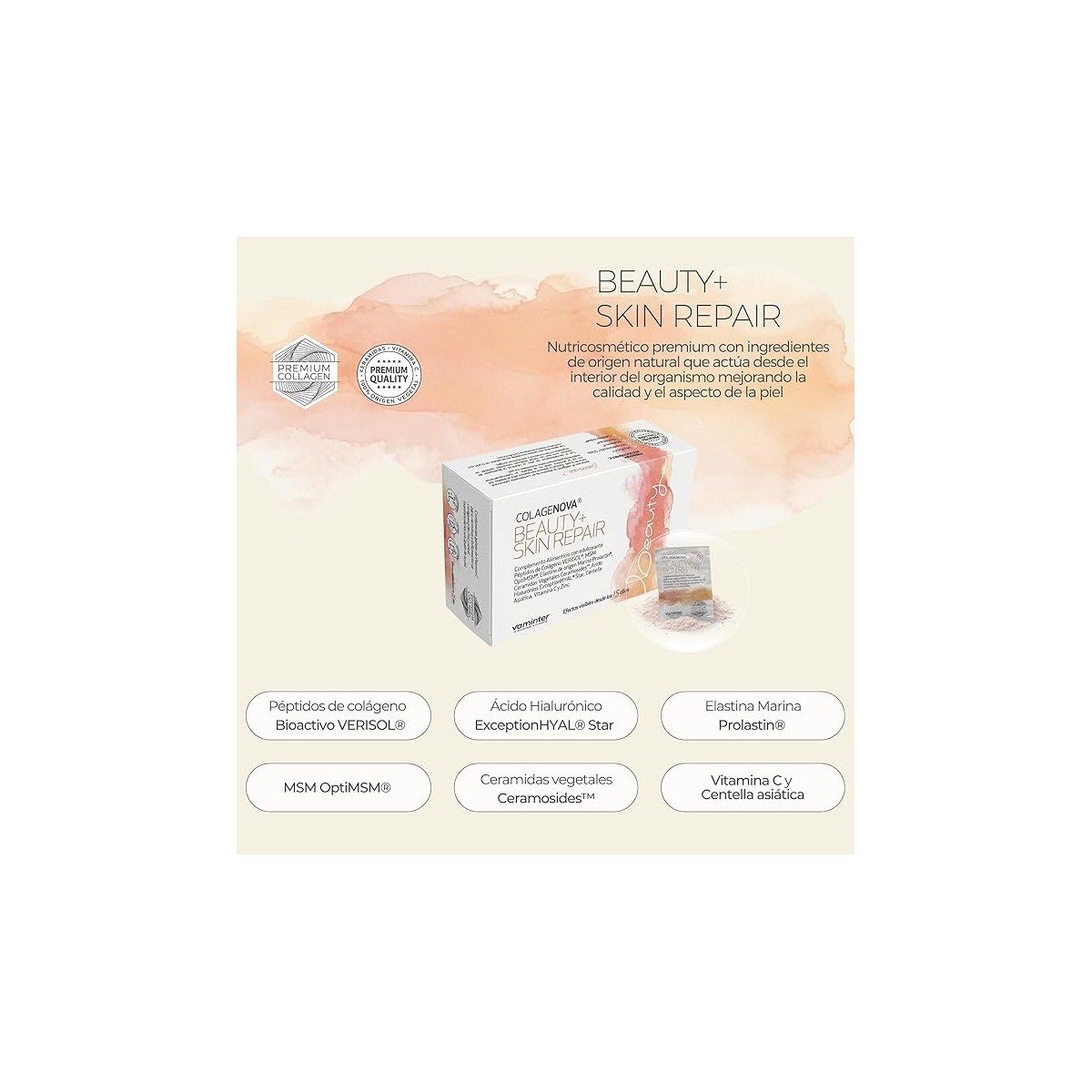 Colagenova Beauty+ Skin Repair 21 sobres de 10g Vaminter