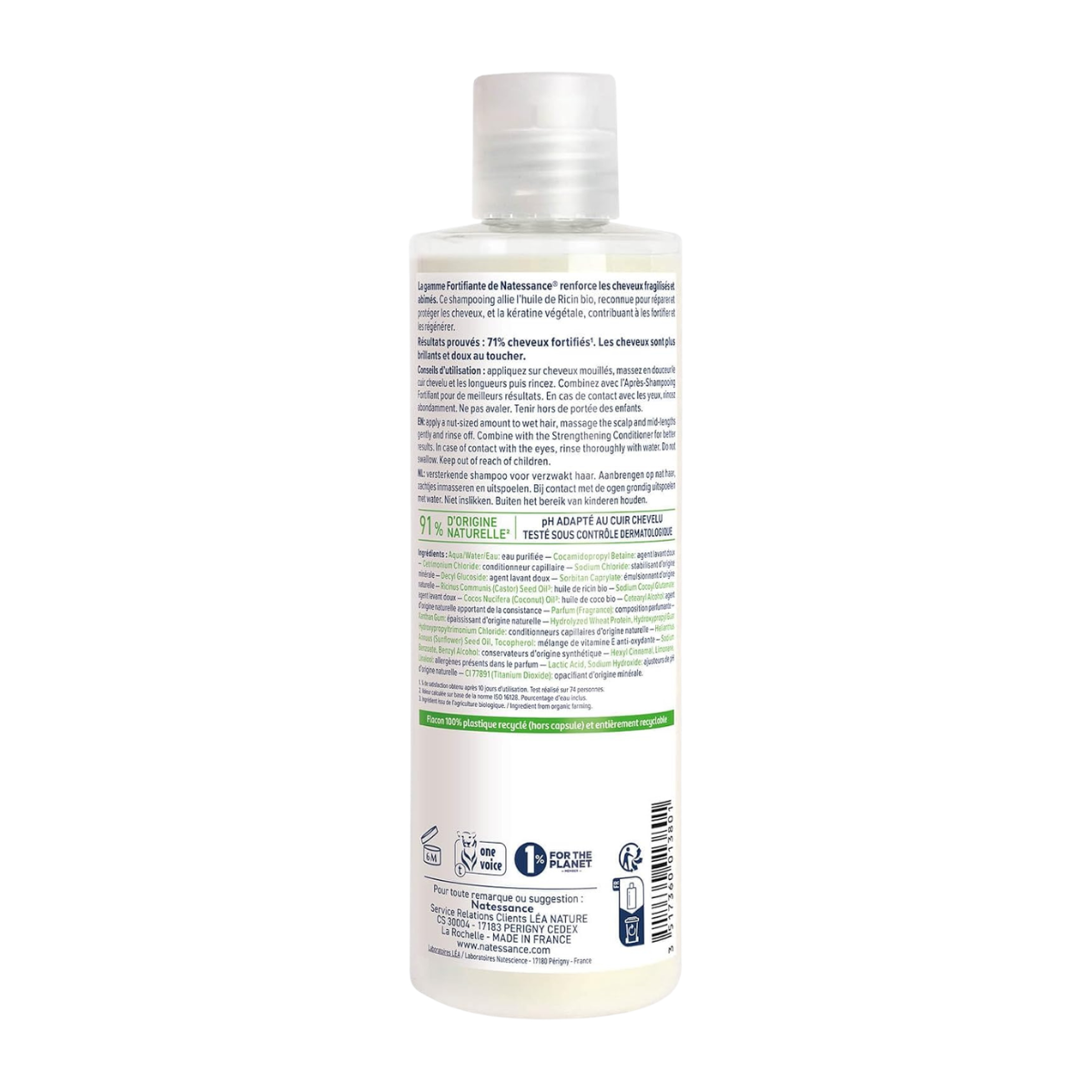 Champu de ricino reparador fortificante 250ml Natessance