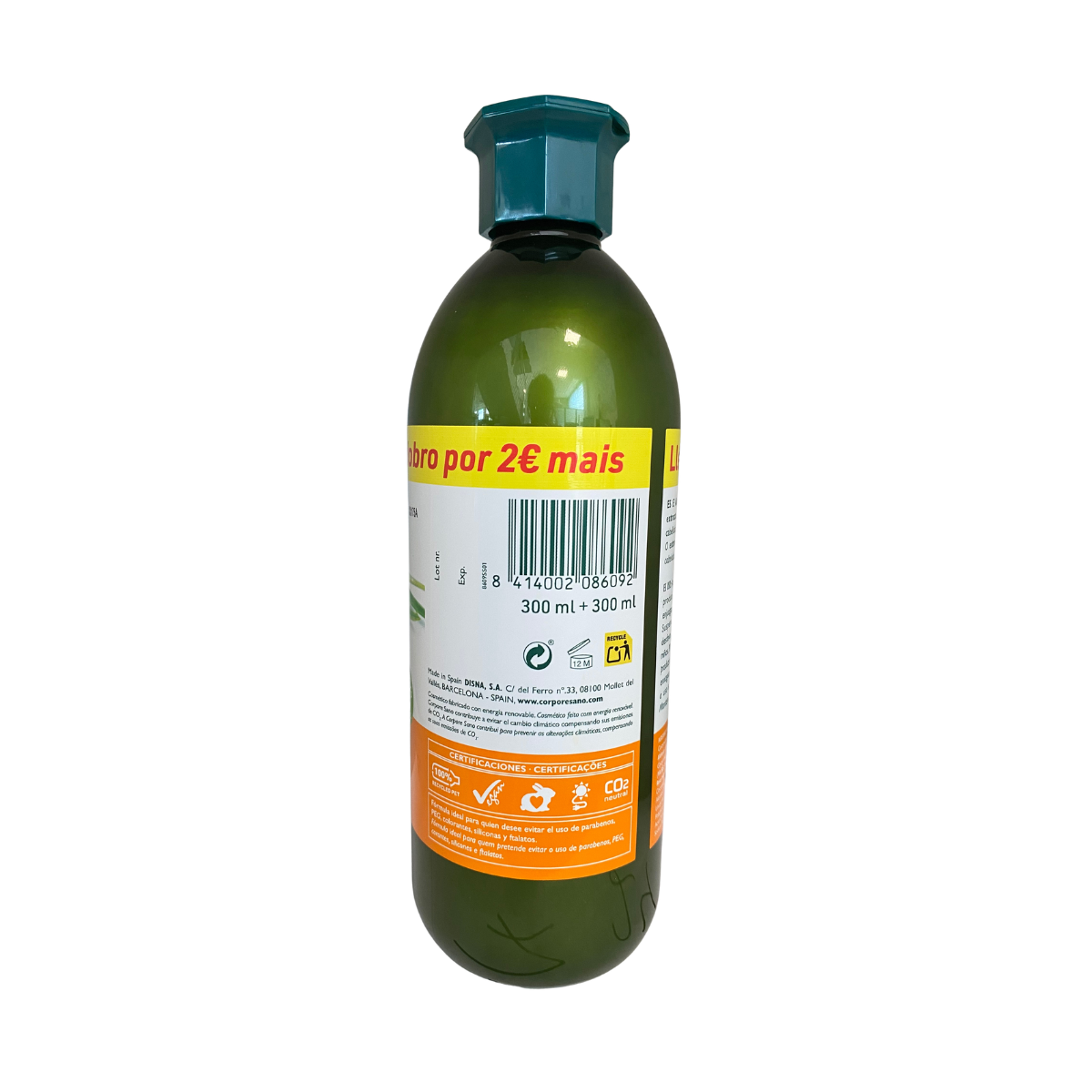 Champu Hidratante Aloe y Malvavisco 300ml+300ml Corpore Sano