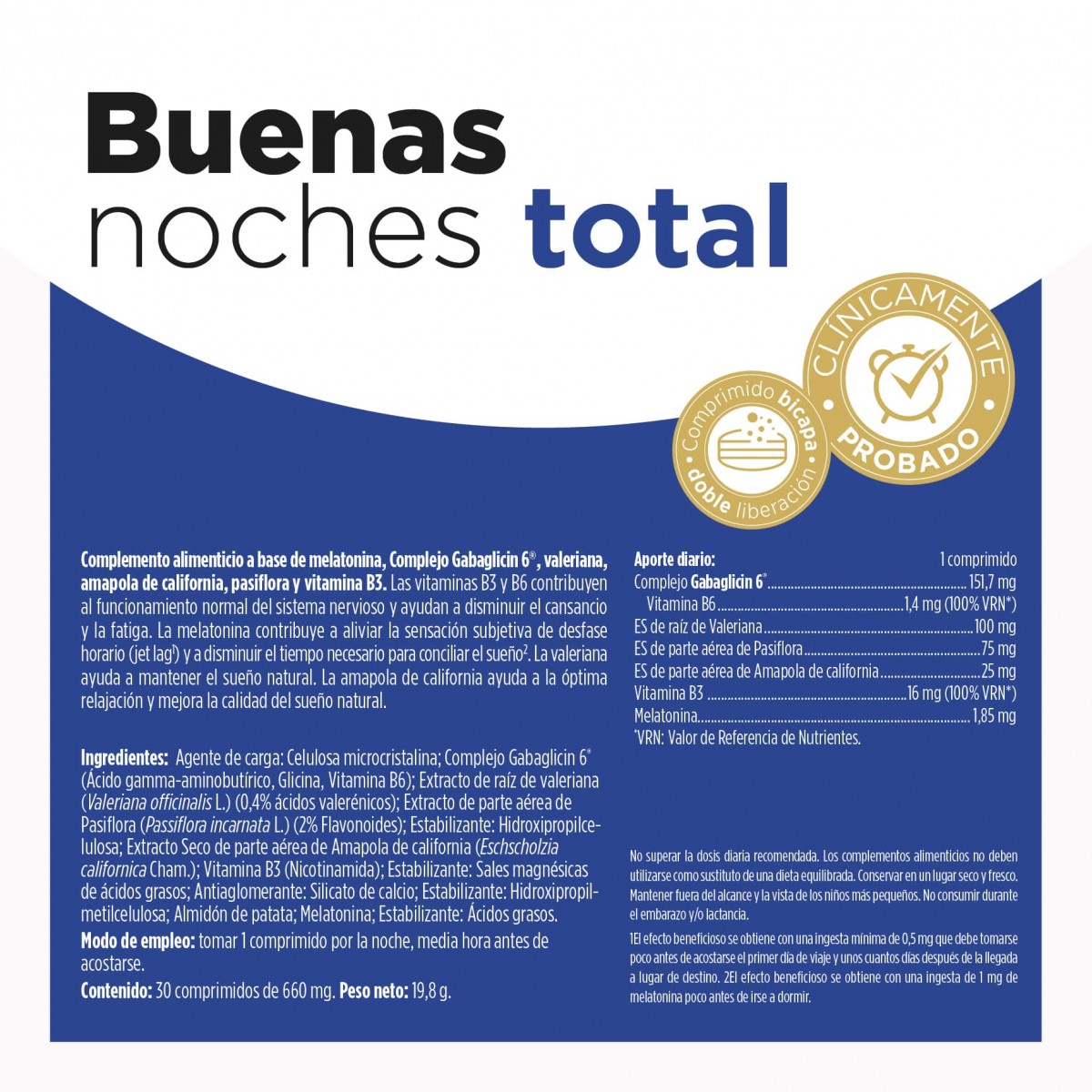 Buenas Noches Total 1.85mg 30 comprimidos Eladiet