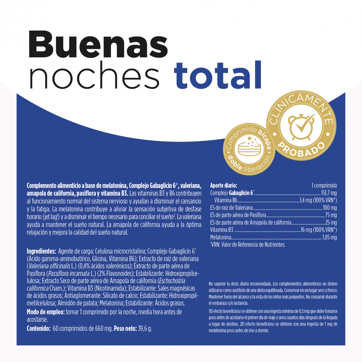Buenas Noches Total 1,85mg 60 comprimidos Eladiet