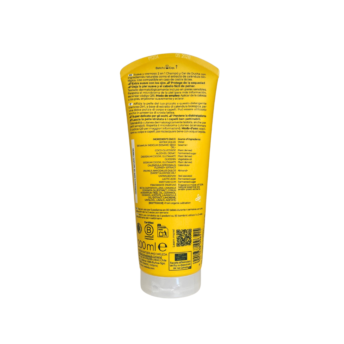 Gel-champu de calendula bebe y niño 200ml Weleda
