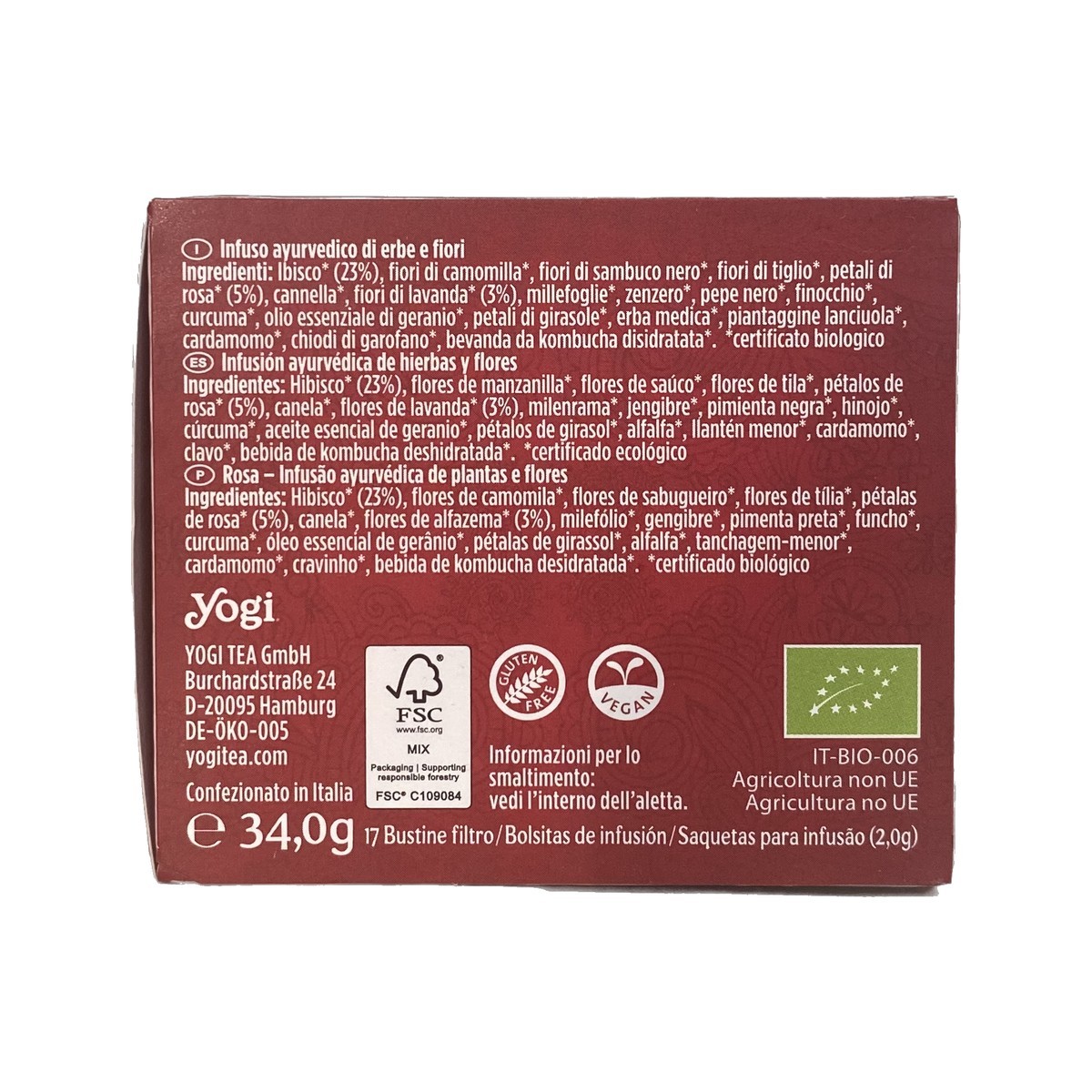 Yogi Tea Rosa 17 filtros BIO