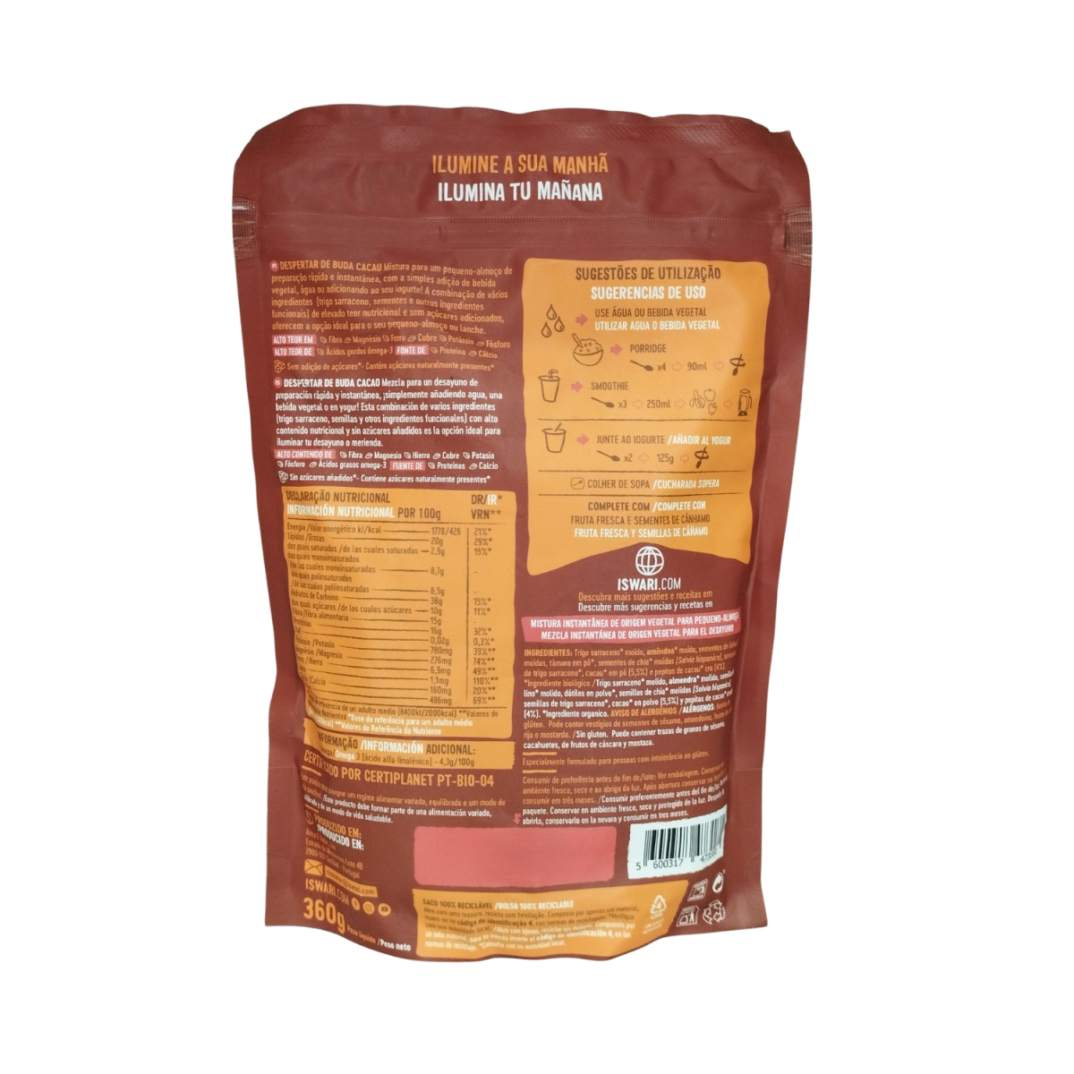 Despertar de Buda Cacao Crudo Bio 360g Iswari