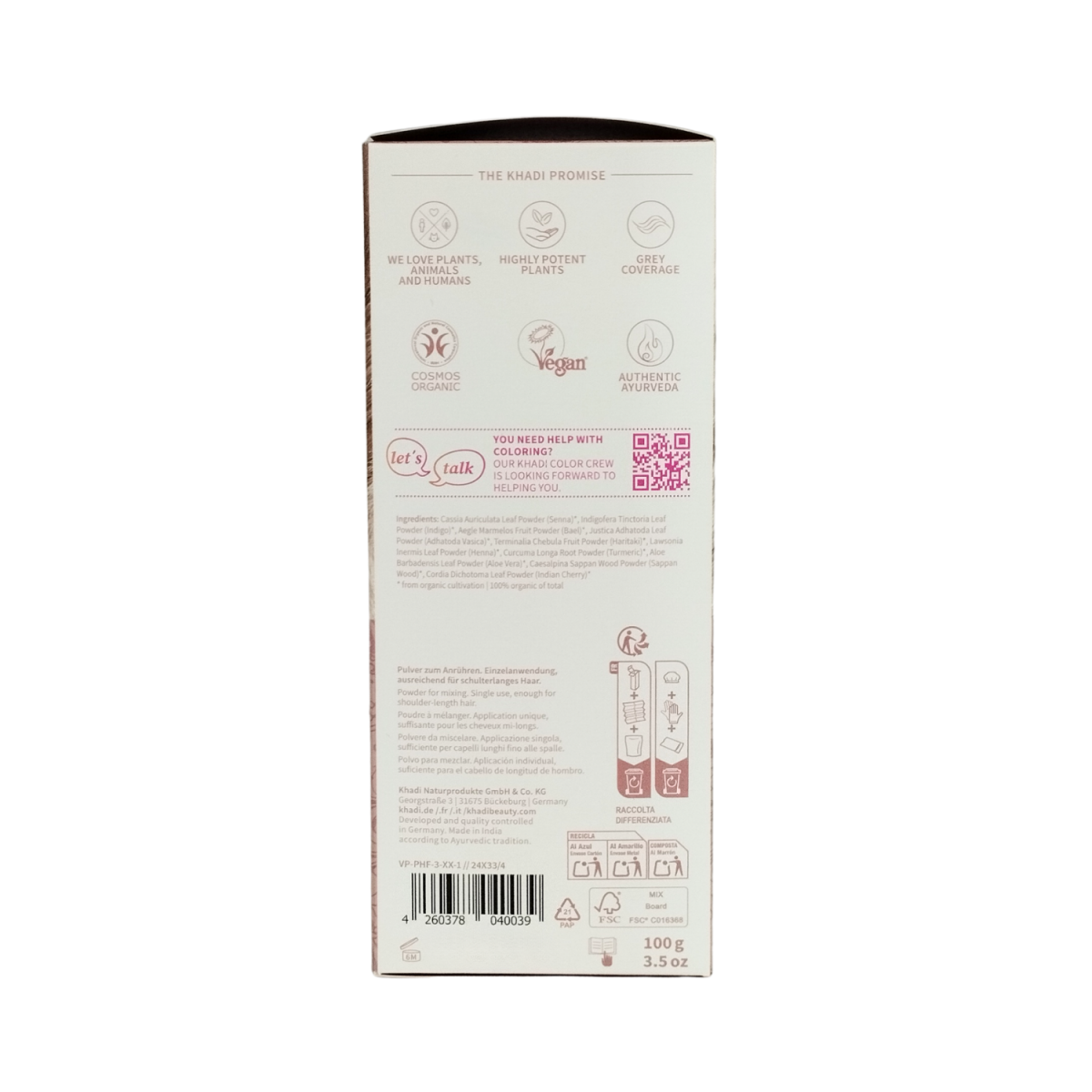 Tinte Herbal Rubio Claro 100g Khadi