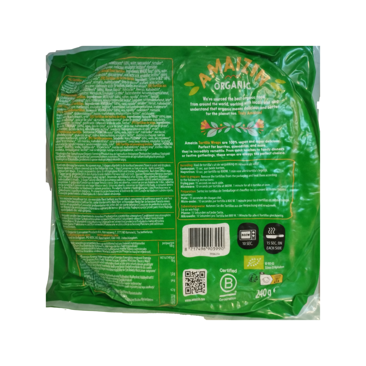 Tortilla de trigo 240g Bio Amaizin
