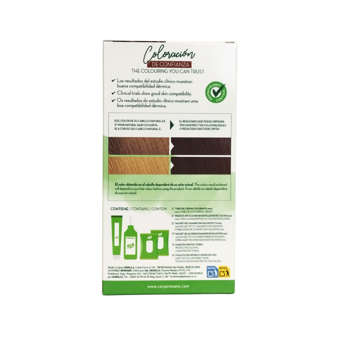 Coloracion permanente 5 Tinte Castaño Claro 140ml Corpore Sano