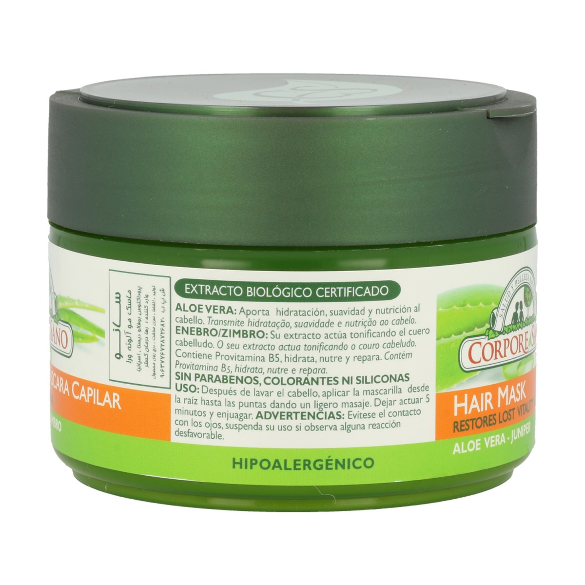 Mascarilla capilar Reparadora Aloe y Enebro 250ml Corpore Sano