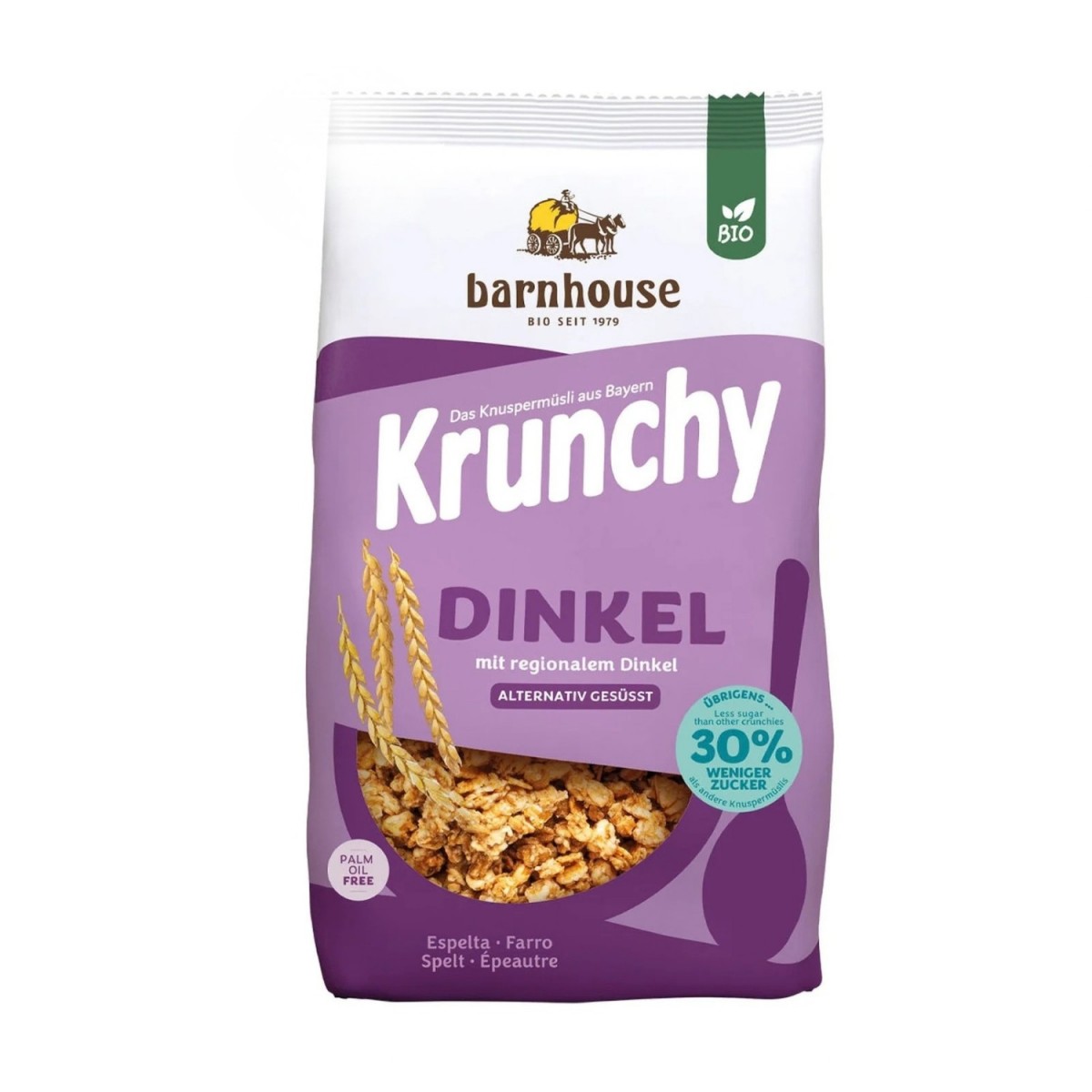 Muesli Krunchy Trigo Espelta 30% menos de azucar Bio 600g Barnhouse
