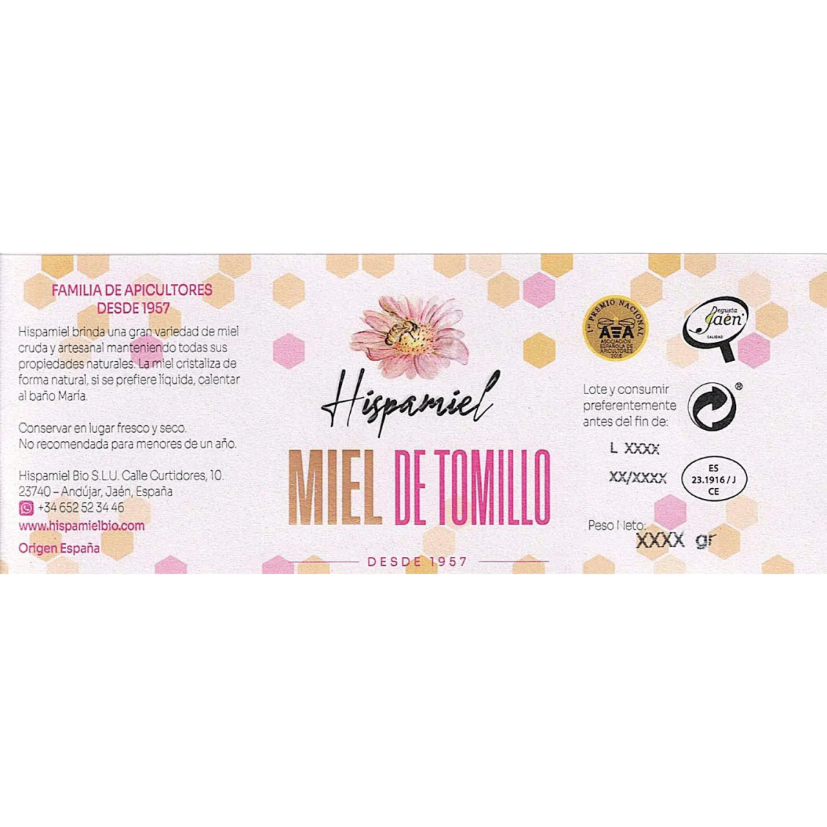 Miel de tomillo 1kg Hispamiel