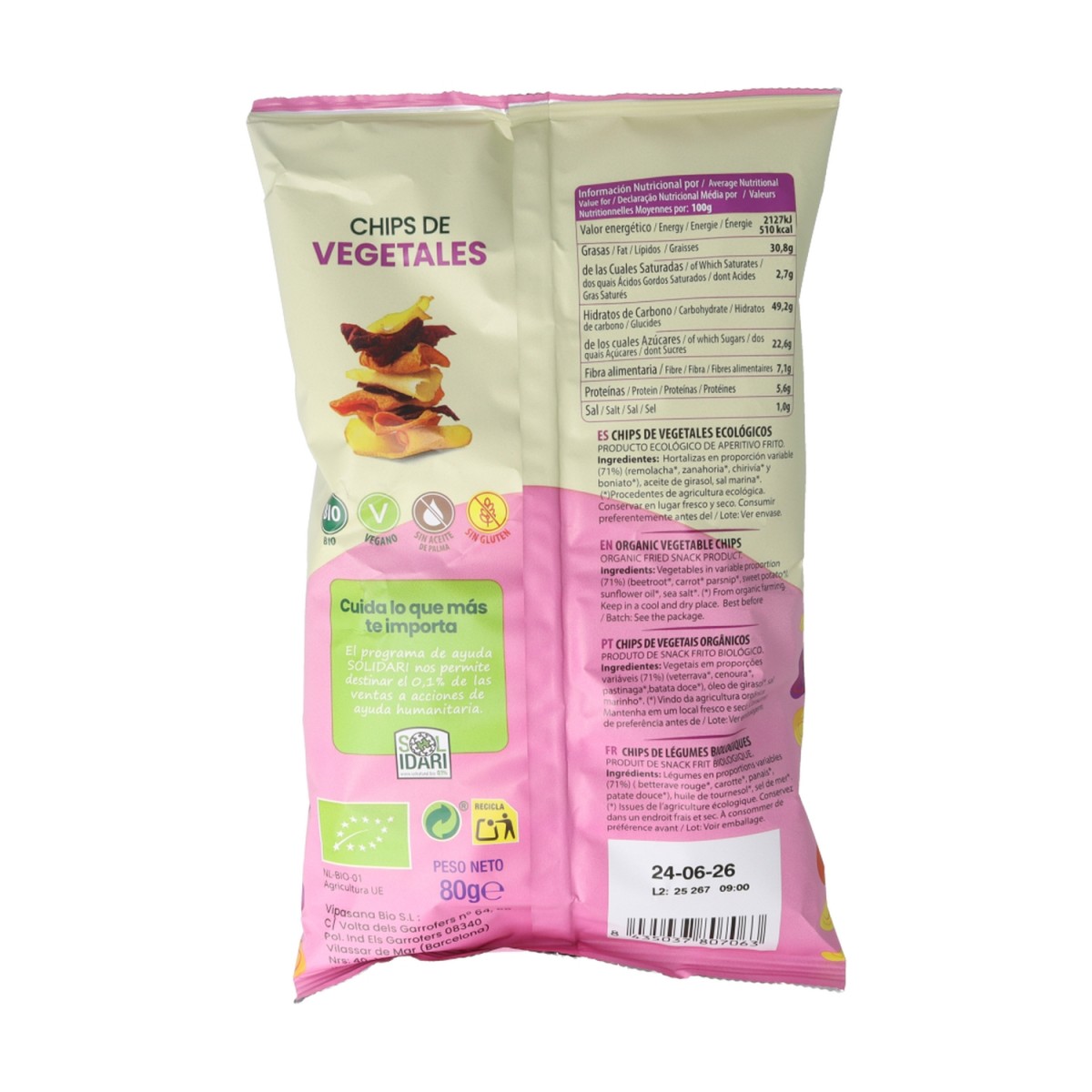 Chips de vegetales Bio 80g Sol Natural