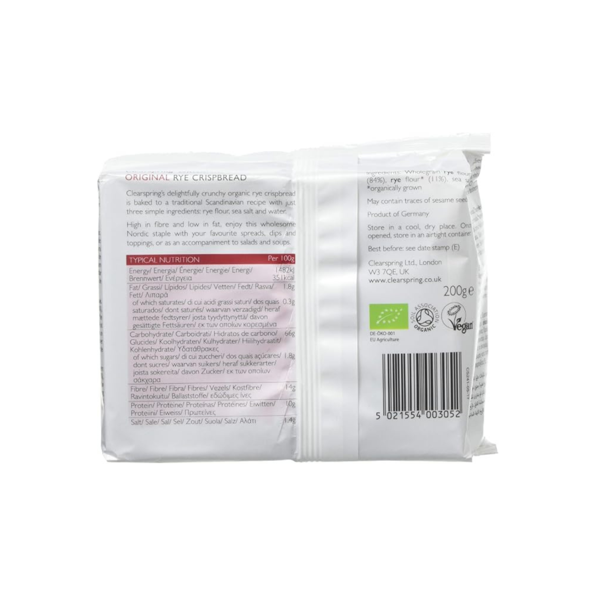 Pan crujiente de centeno Knackebrod Bio 200g Clearspring