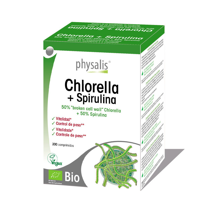 CHLORELLA + SPRULINA BIO 200 COMPRIMIDOS PHYSALIS